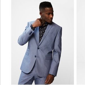 EXPRESS Slim Fit Blue Chambray Cotton Suit Jacket